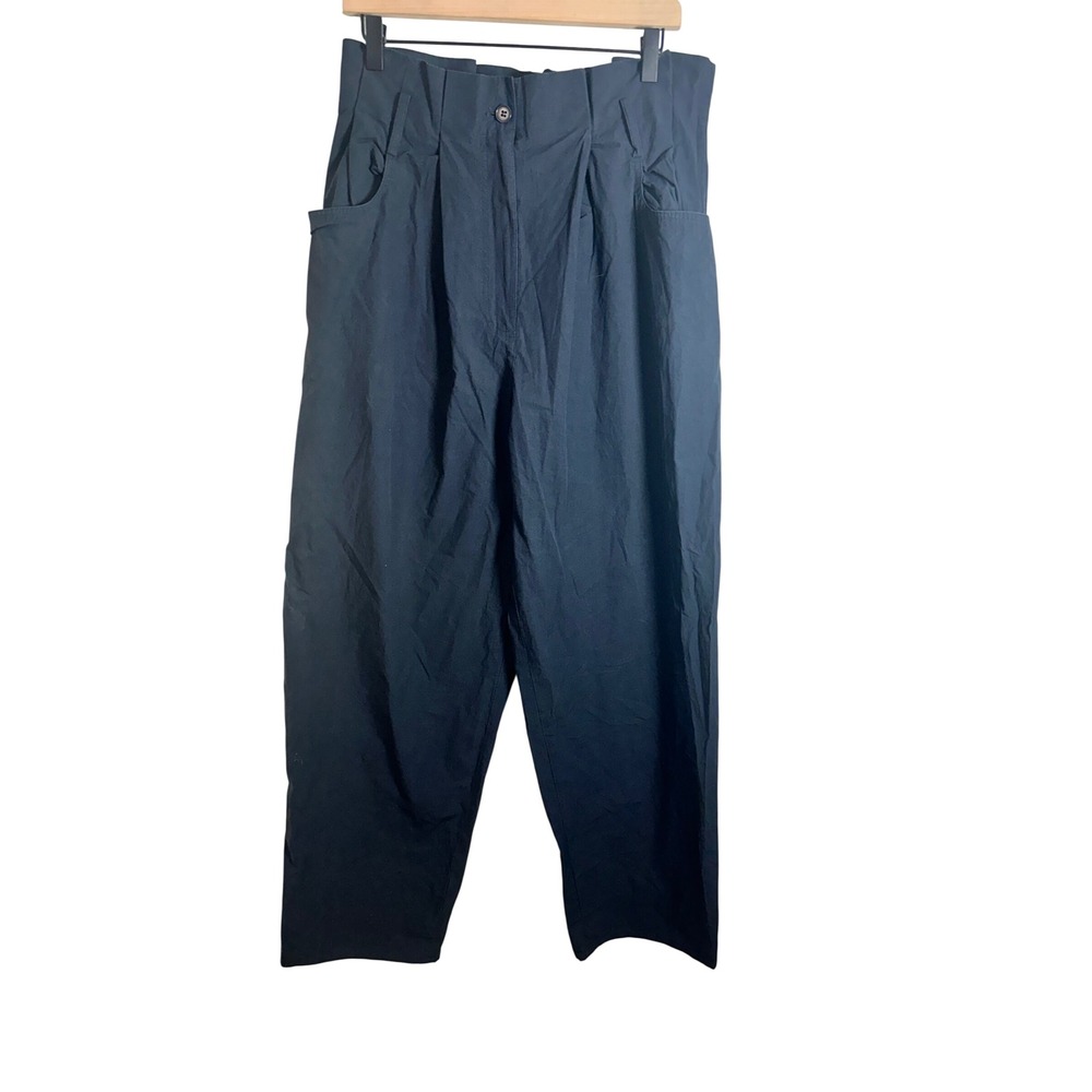 COS Womens High Waisted Pleated Balloon Pants Navy Cotton Size 40 US 10